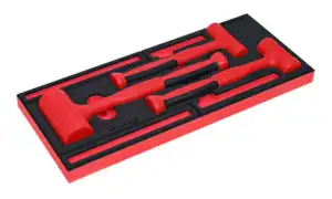 3 pc Soft Grip Dead Blow Hammer Set with PRO-FI™ Organization (20, 24, 48 oz) (Red)