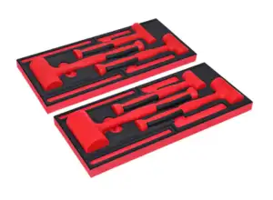 6 pc Soft Grip Dead Blow Hammer Set with PRO-FI™ Organization (Red)