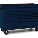 55" Nine-Drawer Double-Bank Classic Series Roll Cab with Power Drawer (Midnight Blue with Black Trim and Blackout Details)