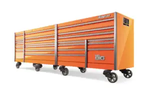 144" 23 Drawer Four Bank EPIQ™ Series Roll Cab with SpeeDrawer (Electric Orange)