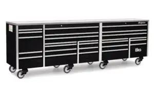 144" 26 Drawer Five Bank EPIQ™ Series Stainless Steel Top Roll Cab with PowerDrawer (Gloss Black)