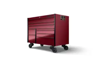 54" Nine-Drawer Double-Bank Masters Series Roll Cab with PowerDrawer and SpeeDrawer (Electric Orange with Black Trim and Blackout Details)