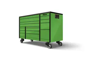 72" 14-Drawer Triple-Bank Masters Series Bed Liner Top Roll Cab with PowerDrawer and SpeeDrawer (Extreme Green with Black Trim and Blackout Details)