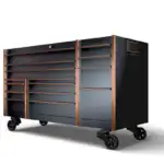 72" 14-Drawer Triple-Bank Masters Series Roll Cab with PowerDrawer and SpeeDrawer (Gloss Black with Copper Trim and Blackout Details)