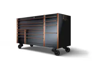 72" 14-Drawer Triple-Bank Masters Series Roll Cab with PowerDrawer and SpeeDrawer (Gloss Black with Copper Trim and Blackout Details)