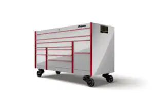 72" 12-Drawer Triple-Bank Masters Series Roll Cab with PowerDrawer and SpeeDrawer (Arctic Silver with Red Trim and Blackout Details)