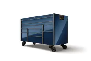 72" 12-Drawer Triple-Bank Masters Series Roll Cab with PowerDrawer and SpeeDrawer (Midnight Blue with Titanium Trim and Blackout Details)
