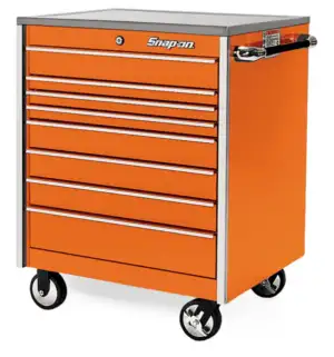 36" Eight-Drawer Single Bank Masters Series Stainless Steel Top Roll Cab (Electric Orange)