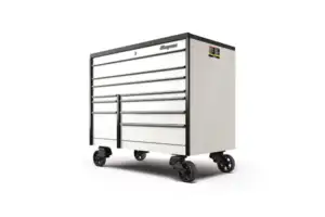 54" 10-Drawer Double-Bank Masters Series Bed Liner Top Roll Cab (White with Black Trim)