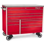 54" 10-Drawer Double-Bank Masters Series Stainless Steel Top Roll Cab (Red)