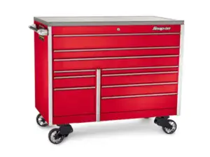 54" 10-Drawer Double-Bank Masters Series Stainless Steel Top Roll Cab (Red)