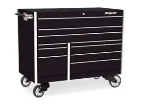 54" 10-Drawer Double-Bank Masters Series Roll Cab With Bed Liner Top [Cranberry with Black Trim and Blackout Details]