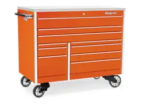 54" 10-Drawer Double-Bank Masters Series Stainless Steel Top Roll Cab (Electric Orange)