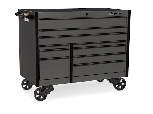54" 10-Drawer Double-Bank Masters Series Bed Liner Top Roll Cab (Gloss Black w/Purple Trim)