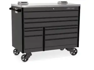 54" 10-Drawer Double-Bank Masters Series Stainless Steel PowerTop™ with LED Light Roll Cab (Storm Gray w/Black Trim)