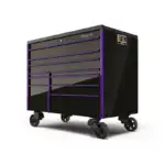 54" 10-Drawer Double-Bank Masters Series Bed Liner Top Roll Cab (Gloss Black w/Purple Trim)