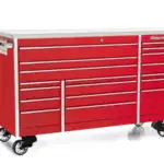 72" 18-Drawer Triple-Bank Masters Series Stainless Steel Top Roll Cab (Red)