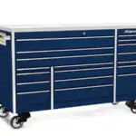 72" 18-Drawer Triple-Bank Masters Series Stainless Steel Top Roll Cab (Royal Blue)