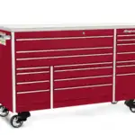 72" 18-Drawer Triple-Bank Masters Series Stainless Steel Top Roll Cab (Candy Apple Red)