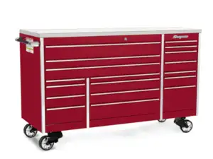 72" 18-Drawer Triple-Bank Masters Series Stainless Steel Top Roll Cab (Candy Apple Red)