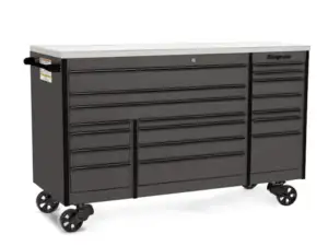72" 18-Drawer Triple-Bank Masters Series Bed Liner Top Roll Cab (Cranberry with Black Trim and Blackout Details)