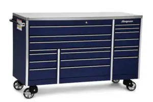 72" 18-Drawer Triple-Bank Masters Series Stainless Steel Top Roll Cab (Midnight Blue)