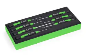 7 pc PHILLIPS®/Flat Tip Electronic Miniature Screwdriver Set with PRO-FI™ Organization (Green)