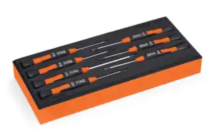 7 pc PHILLIPS®/Flat Tip Electronic Miniature Screwdriver Set with PRO-FI™ Organization (Orange)