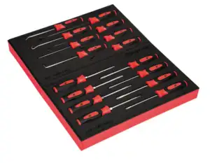 16 pc Instinct® Soft Grip Mini-Tip Combination Screwdriver, TORX®, Picks and Seal Removers Set with PRO-FI™ Organization (Red)